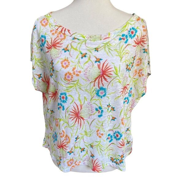 Joie Tops - Joie Womens Top Size Large Linen Short Sleeve Tee Shirt Floral Lightweight New